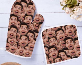Custom pet/human faces oven gloves, Pot Holders personalized photo oven mitts, chef gifts,  custom mitt,Kitchen Oven Mittens Christmas gift
