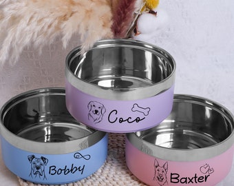 Personalized Name Pet bowl,Custom Pet Bowl,Dog Cat Food Bowl with Name,Customized animal avatar dog basin,Small-Large Bowls for Pet,Pet Gift