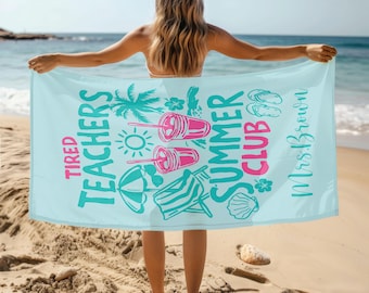 Telo mare per insegnanti stanchi del Summer Club, telo personalizzabile con nome, regali di fine anno per insegnanti, regalo asciugamano, regalo per insegnanti, ottima idea regalo per insegnanti