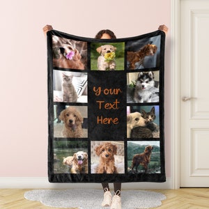 Personalized Photo Blanket Collage, pet Blanket, Picture Blanket With Text, Memorial Blanket, Best Friend Gift