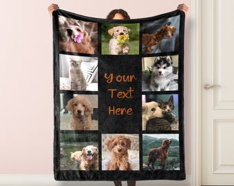 Personalized Photo Blanket Collage, pet Blanket, Picture Blanket With Text, Memorial Blanket, Best Friend Gift