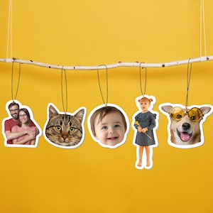 Personalised Fave Car Air Freshener Irregular with Photo, Custom Picture Text Car Hanging, Double Side,  Rearview mirror decoration