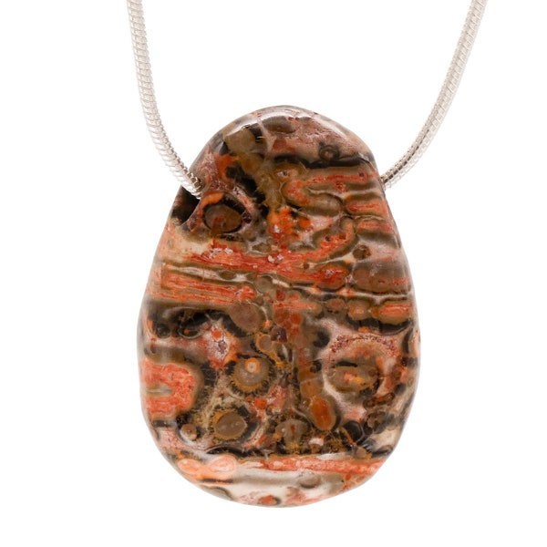 Leopard skin jasper teardrop pendant - unique natural jewel for style-conscious individualists