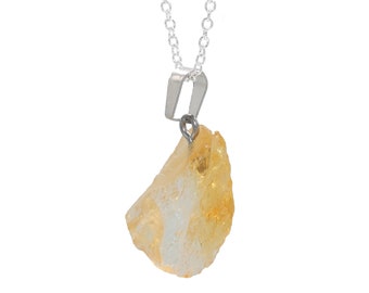 Handmade citrine raw stone pendant with individual chain selection - citrine healing stone necklace - birthday gift for girlfriend
