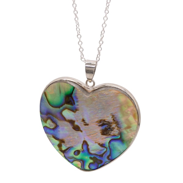 Enchanting Abalone Shell Heart Pendant with Eyelet - A symbol of natural beauty and unique craftsmanship