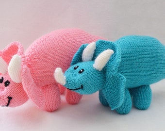 Terry the Triceratops knitting pattern/ knitted toy pattern