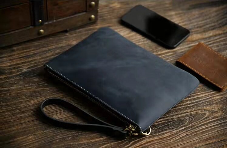 Genuine Leather Mens Clutch Bag Briefcase 12 Inches Large Handbag Pochette  Steamer Black - China Men Clutch Bag and Fashion Handbag price