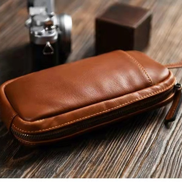 Leather Zipper Case Etsy