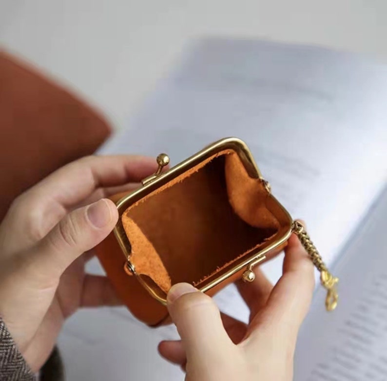 Vintage Card Holder Kiss Lock Walletleather Coin Pursecute - Etsy