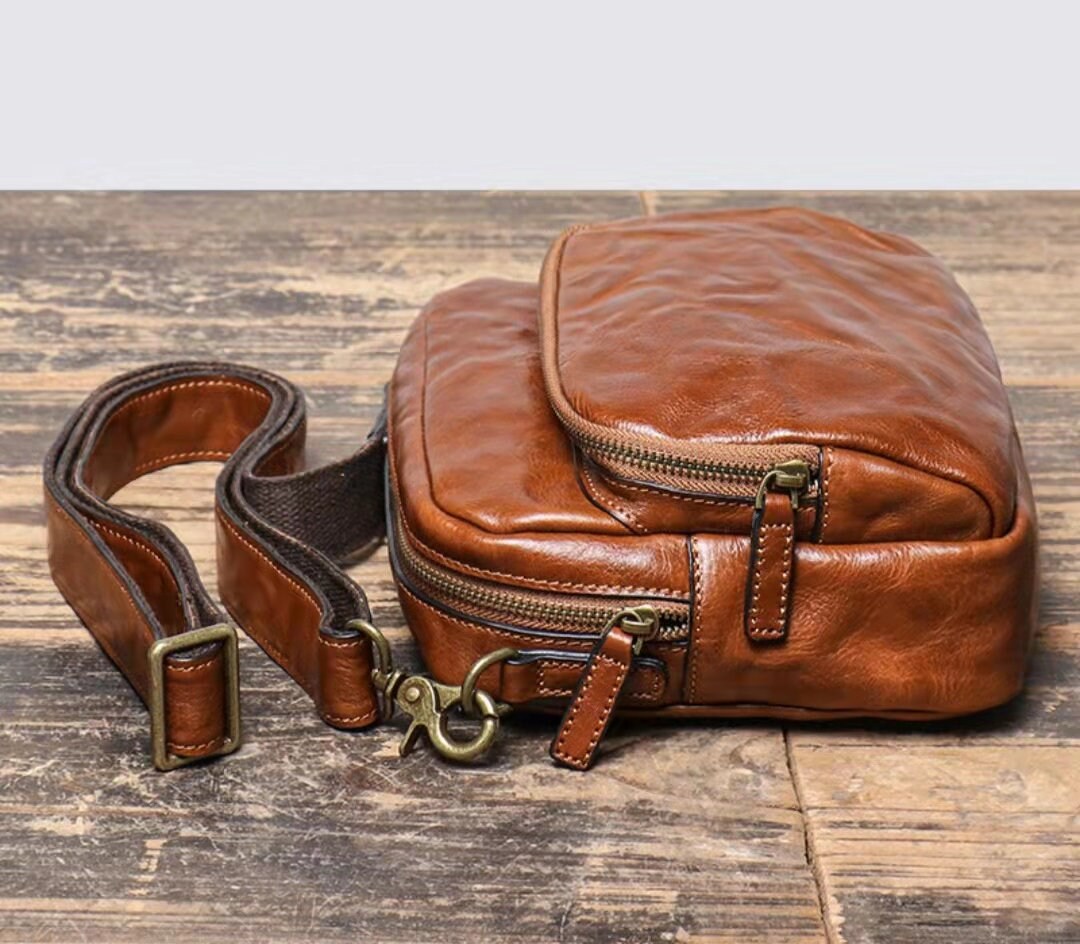 Men's Messenger Bag,hand Grab Vintage Shoulder Bag ,leather Belt Bag
