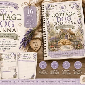 Cottage Dog Journal | Illustrated Pet Memory Book (Digital Download)