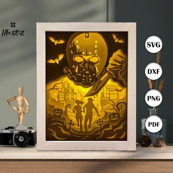 Halloween shadow box svg, Halloween paper cut light box, 3D Halloween shadow box, layered cardstock svg, cricut files 3