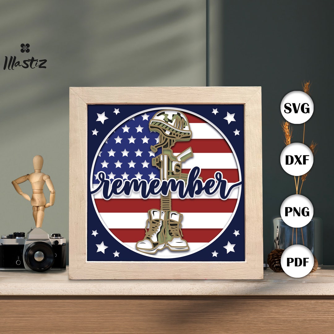 Battlefield Cross Shadow Box Svg, Cross Paper Cut Light Box, 3D Cross
