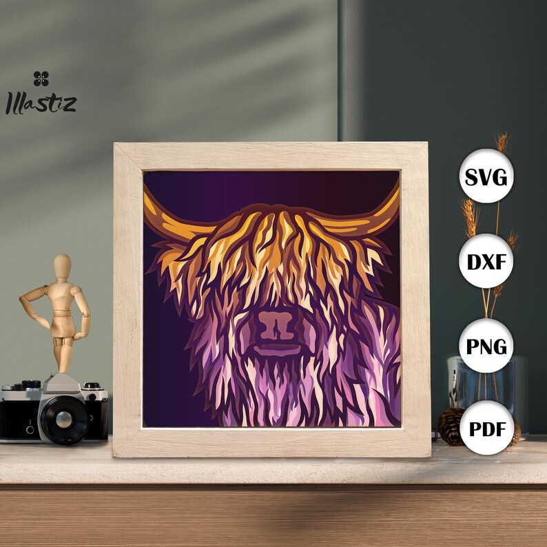 Highland Cow Shadow Box Svg Highland Cow Paper Cut Light Box - Etsy Norway