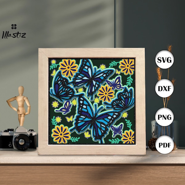 Colorful Butterfly shadow box svg, Butterfly paper cut light box, 3D Butterfly shadow box, layered cardstock svg, cricut files Colorful Butterfly shadow box svg, Butterfly paper cut light box, 3D Butterfly shadow box, layered cardstock svg, cricut files