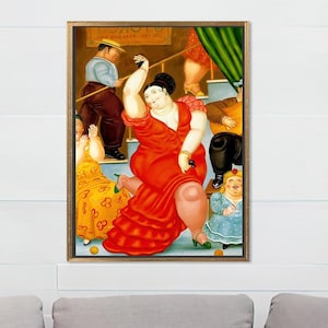 Famous Printed, Dancing Woman 3D Canvas, Fernando Botero Canvas Gift, Abstract 3D Canvas, Personalized Wedding Gift For Couple,