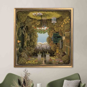 Surreal Garden Illusion Wall Art – Whimsical Canvas Print | Rolled, Gallery Wrap, or Framed