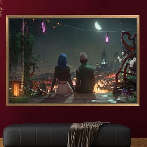 Arcane Poster, Jinx und Ekko in Love Poster, Arcane Season 2 Leinwand, LOL Wandkunst, Vielleicht in einem anderen Leben, Digitaldruck, Spiel Poster Geschenk