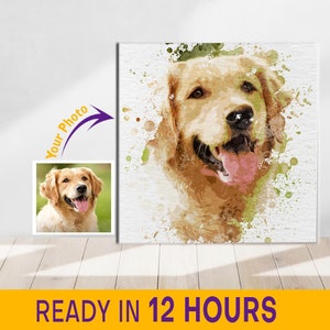 Custom Pet Portrait from Photo, Personalized Pet Gift, Pet Canvas Poster, Pet Photo Printed Artwork, Custom Artwork for Dog-Cat or Other Pet