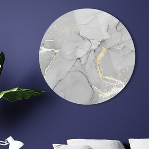 Wall Decoration, Glass Art, Glass Wall Decor, Modern Marble Wall Decor, Abstract Glass Printing, Gray And Gold Wall Decoration,