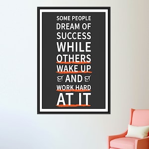 Success Quotes, Workplace Art Canvas, Inspirational Poster, Success Artwork, Work Hard At It Art Canvas, While Other Wake Up Wall Decor,
