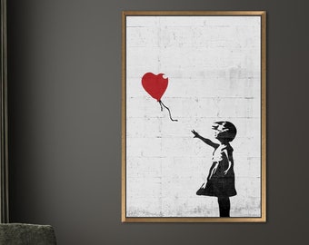 Banksy Girl Art, Banksy Red Balloon Canvas Art, Red Balloon