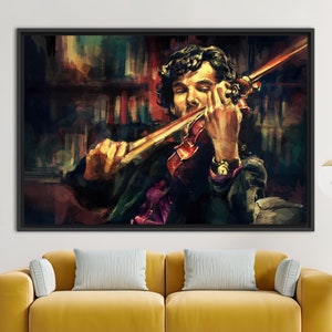 Music Poster, Violinist Art, Music Room Art Canvas, Sherlock Holmes Poster, Men Violins Poster, Modern Canvas Art, Violin Canvas Art, image 2