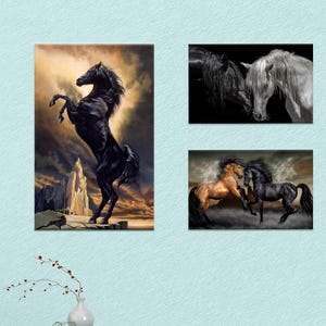 Black Stallion, Horse Lover Gift Canvas Poster, Animal Canvas Gift, Horse Printed, Stallion Canvas, Black Stallion Canvas Gift,