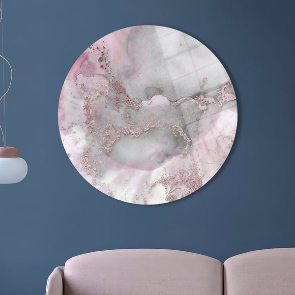 Wall Art, Glass Wall Art, Wall Decoration, Pink And Gray Marble, Pink Marble Glass Printing, Modern Glass Wall Art, Marble Glass Decor,