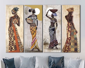 African Women Wall Art, African Art Canvas, Black Woman Canvas, African Canvas, African Woman Art, Ethnic Woman Printed,
