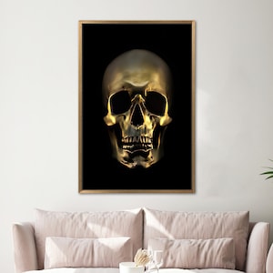 Modernes Plakat, Goldener Schädel Leinwand Plakat, Gold Plakat, Halloween-Dekor-Kunst, Loft Leinwand-Dekor, Raumdekor Leinwand Kunst, Hauptdekoration,