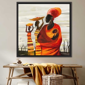 African Woman With Baby, African Wall Art, Abstract Woman Wall Art, Black Woman Wall Art, African Woman Artwork, Abstract Canvas Art,