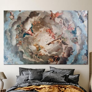 Renaissance Heaven Painting, Heaven Art Canvas, Renaissance Poster, Angel Canvas, Renaissance Heaven Canvas, Fresco Canvas Art,