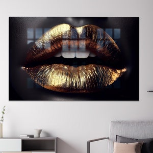 Man Cave Glass Printing, Gifts, Modern Glass Wall, Woman Glass Printing, Golden Lip Tempered Glass, Glass Custom For Art,
