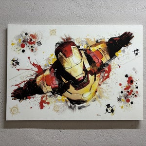 Cuadro de Iron Man, obra de arte para niños, decoración de pared de Marvel, habitación infantil impresa, póster de Iron Man, obra de arte de dibujos animados, decoración de pared para niños
