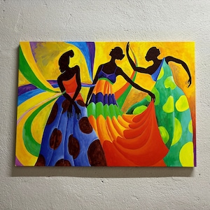 African Dancers Painting, Ethnic Art Canvas, African Women Canvas Art, Abstract Poster, Dancer Canvas, African Dancers Printed,