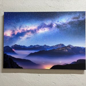 Impresión espacial, decoración de pared sobre las nubes, lienzo del cielo, lienzo sobre las nubes, arte de pared del cosmos, póster de la Vía Láctea, decoración de pared con paisajes,
