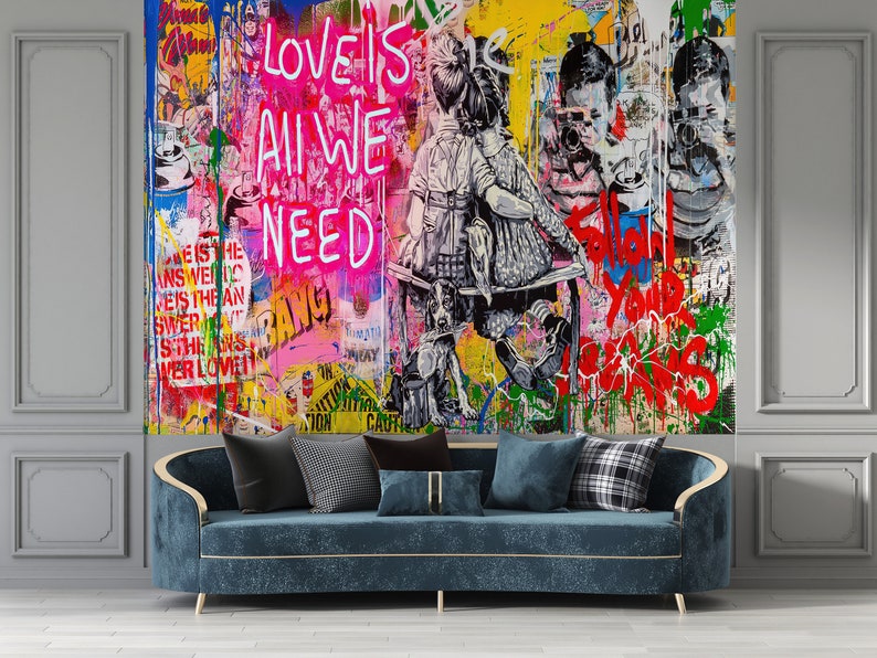 Love Is All We Need, Graffiti Wallpaper, Street Graffiti Wall Print, Love Need Wall Paper, Love Graffiti Wall Paper, Banksy Wall Print, image 3