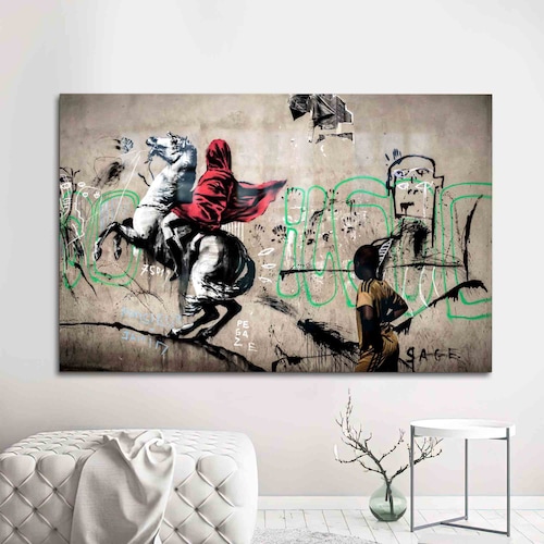 Wall Art, Glass Printing, Tempered Glass, Banksy Horse Rider, order Horse Glass Decor, Street Glass Wall, Banksy Glass Decor,