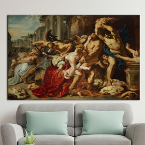 Massacre of the Innocents, Baroque Art, Oil Painting Print, Reproduction Printed, Classic Printed, Famous Canvas Art, Vintage Artwork,