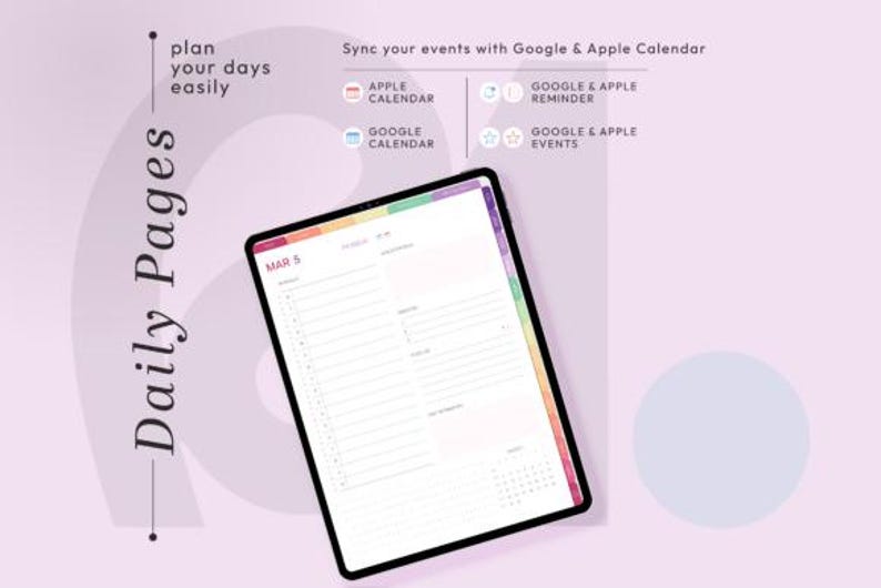2026 Pastel Digital Planner Sunday Start | Portrait Hyperlinked iPad ...