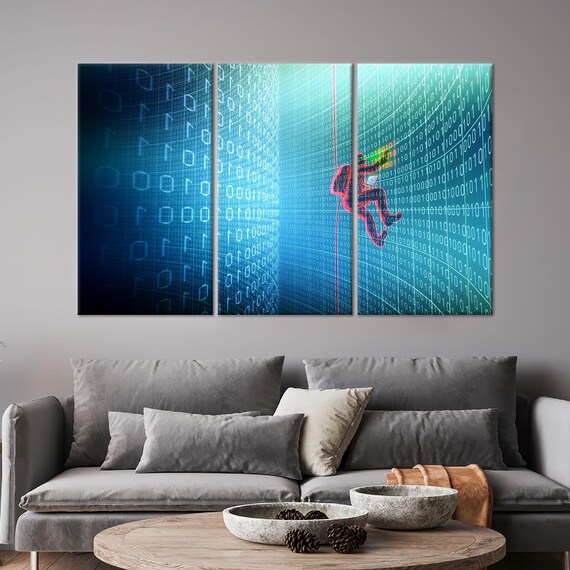 Office Decor Art, Matrix Code Artwork, Cyber Art, Modern