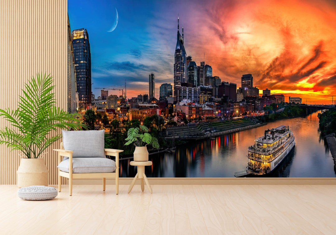Sunset Wallpaper, Sunset Landscape Wall Print, Nashville Landscape ...