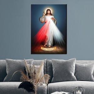 Tela 3D, Presente de madrinha, Decoração de parede da Misericórdia, Impressão em tela moderna, Tela de arte divina, Tela de Jesus Cristo, Tela grande,