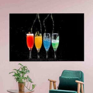 Decoración de lienzo moderna, póster de lienzo colorido, regalos de dama de honor, póster de cocina, regalo de lienzo de cóctel, lienzo de decoración del hogar,