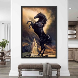 Black Stallion, Horse Lover Gift Canvas Poster, Animal Canvas Gift, Horse Printed, Stallion Canvas, Black Stallion Canvas Gift,