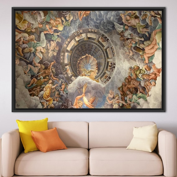 Giulio Romano Painting, Reproduction Art, Famous Artwork, View of Olympus Artwork, Home of the Gods Wall Decor, Oil Painting Print,