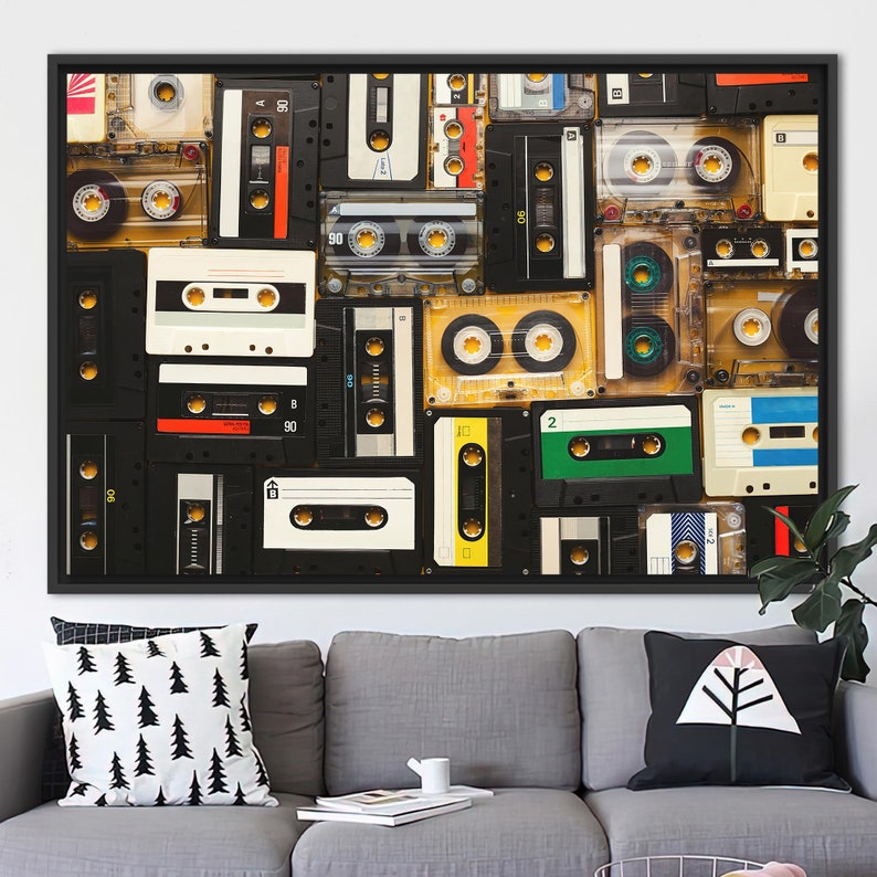 Music Art, Tapes Printed, Cassette Canvas, Old Cassette Printed, Retro Wall Art, Vintage Cassette Art Canvas, Vintage Canvas, image 8