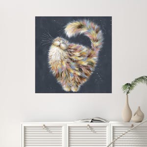 Abstract Cat Art Canvas, Cat Lover Canvas Poster, Cute Cat Canvas Gift, Animal Wall Hanging, 3D Wall Art, Personalized Gift For Mom,