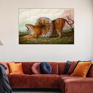 Animal Wall Decor, Tiger Wall Decor, Christmas Gifts, Loft Art Decor, Surreal Tiger Glass Wall Art, Large Wall Art,